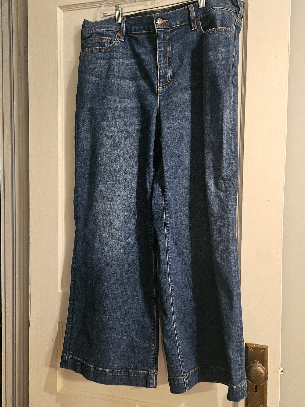 Lands' End Wide-Leg Jeans in Dark Blue Wash, Size 18W